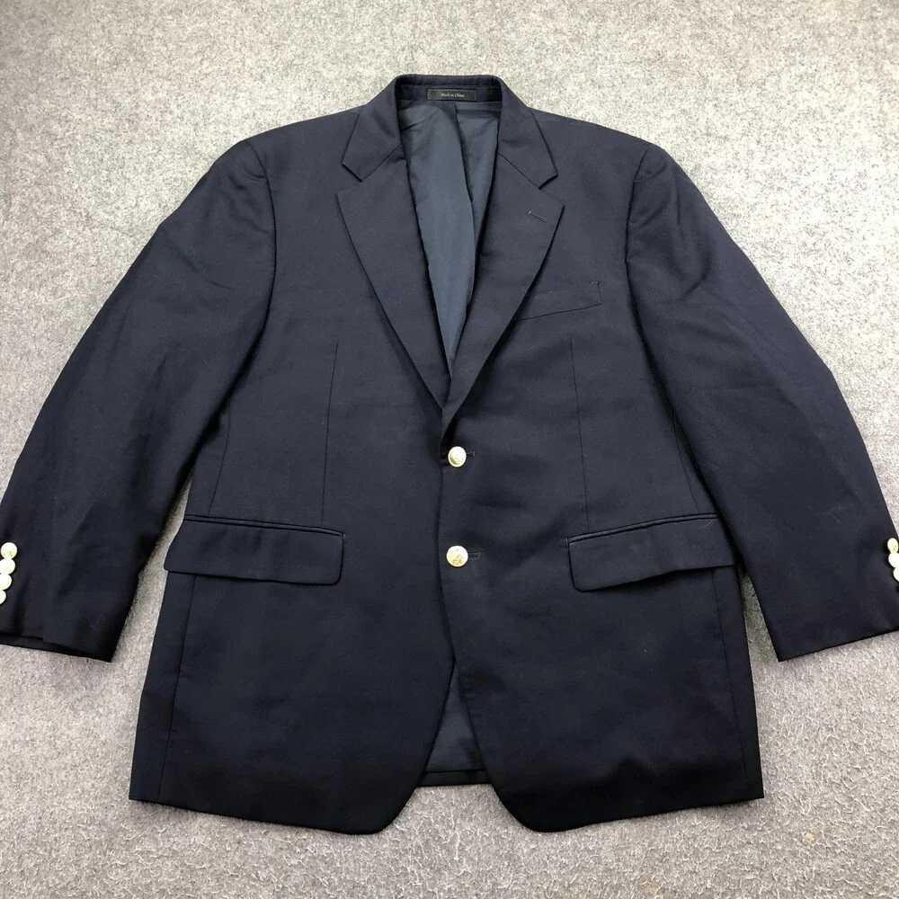 Lauren Ralph Lauren Blazer Mens 40S Navy Blue Wool Gold Button Sport Coat Jacket